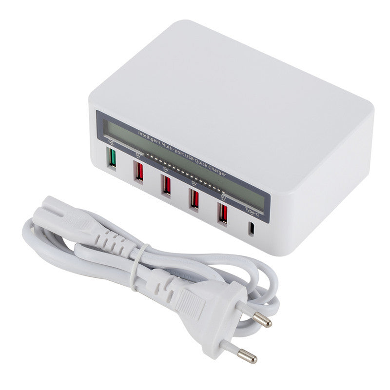 JMT-838090 5-Port USB Smart Quick Charge Charger with LCD Display and Automatic QC3.0 Recognition