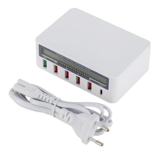 JMT-838090 5-Port USB Smart Quick Charge Charger with LCD Display and Automatic QC3.0 Recognition