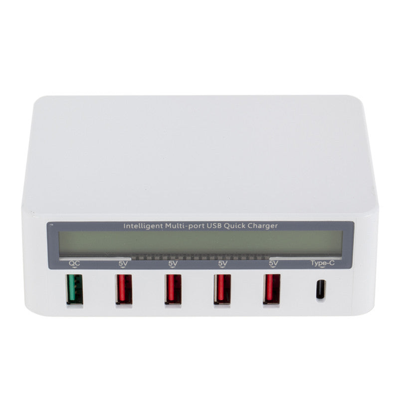 JMT-838090 5-Port USB Smart Quick Charge Charger with LCD Display and Automatic QC3.0 Recognition