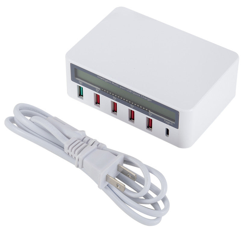 JMT-838090 5-Port USB Smart Quick Charge Charger with LCD Display and Automatic QC3.0 Recognition