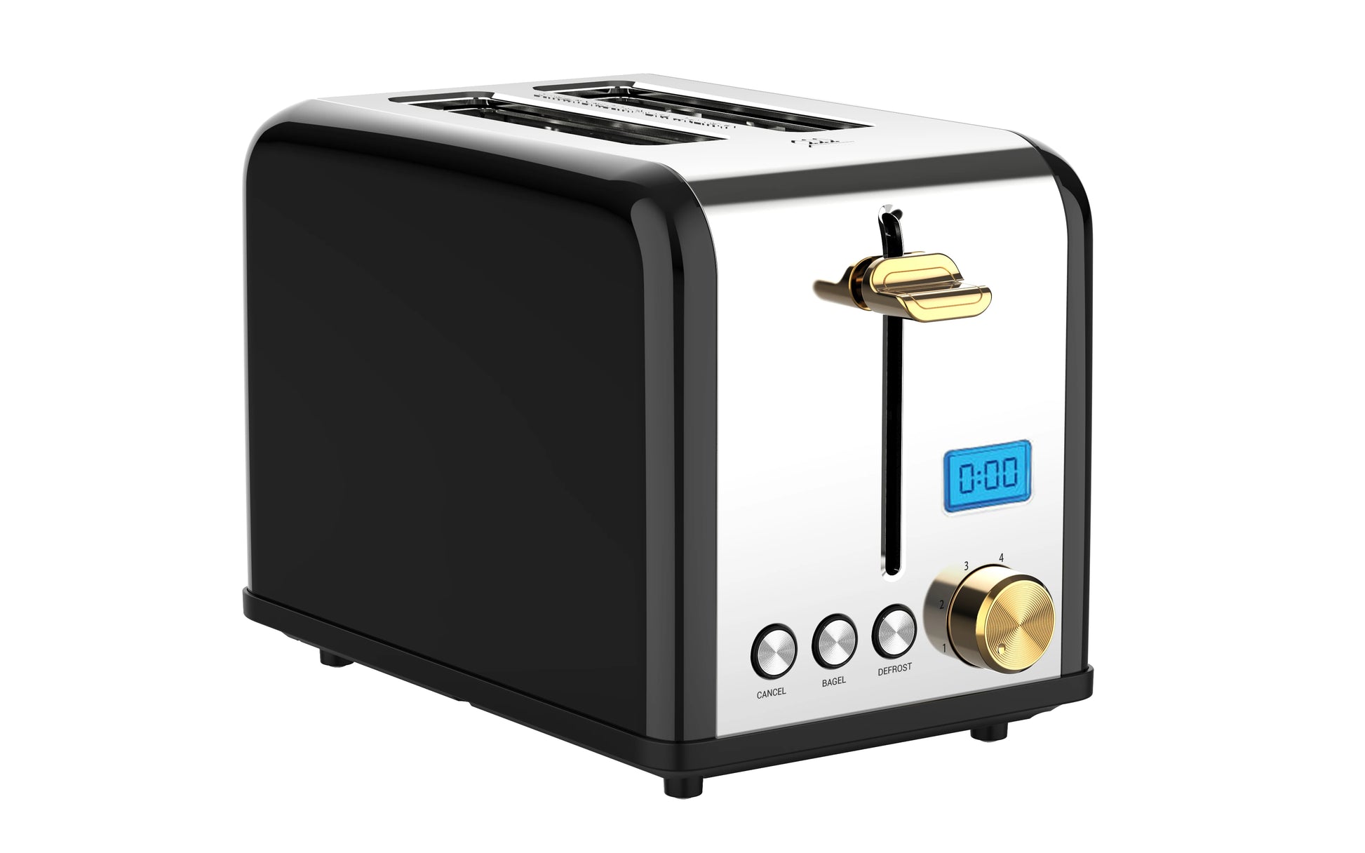 JMT-838218 Stainless Steel 2-Slice Toaster with Smart Digital LCD Timer and Woodgrain Knob