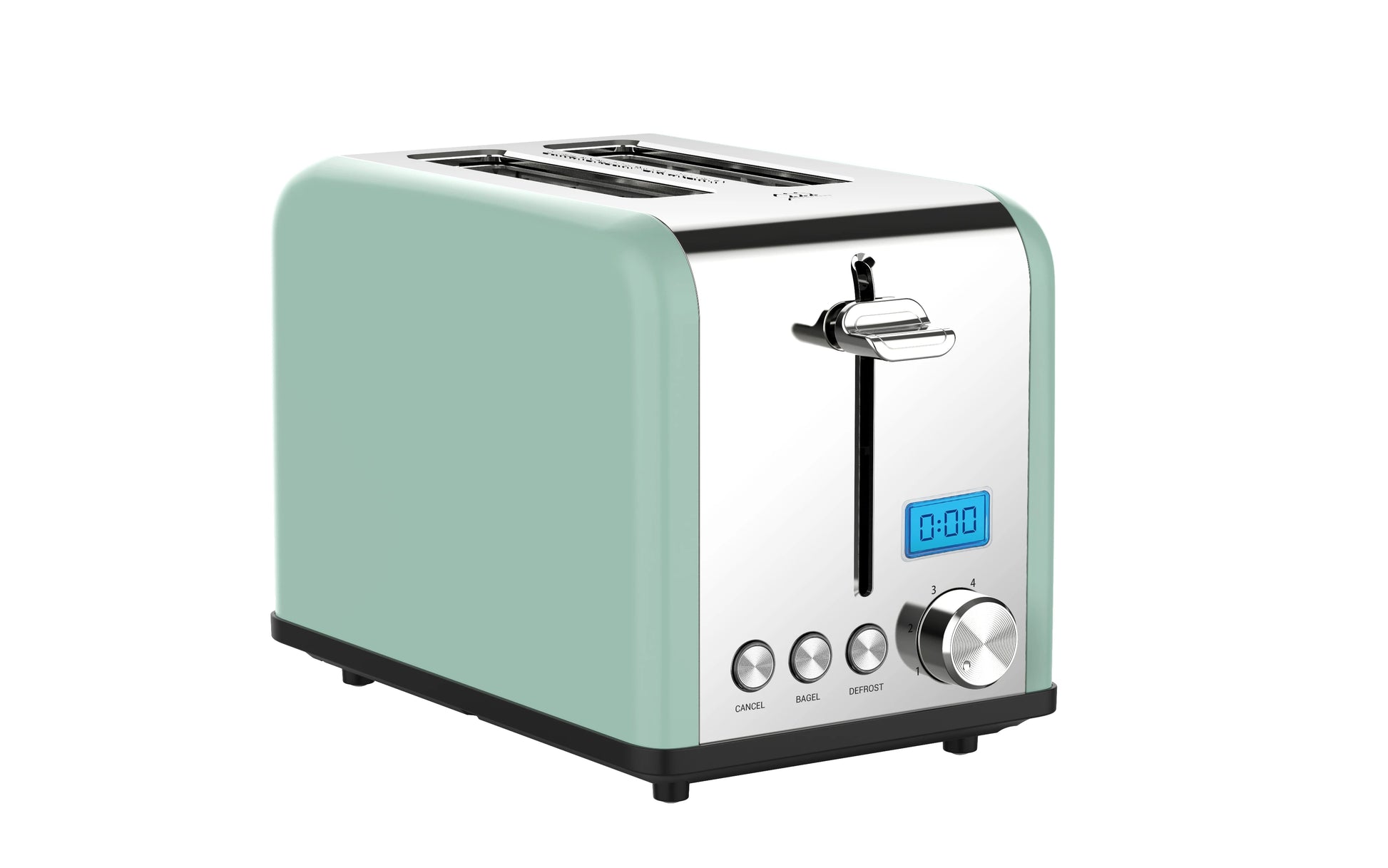 JMT-838218 Stainless Steel 2-Slice Toaster with Smart Digital LCD Timer and Woodgrain Knob