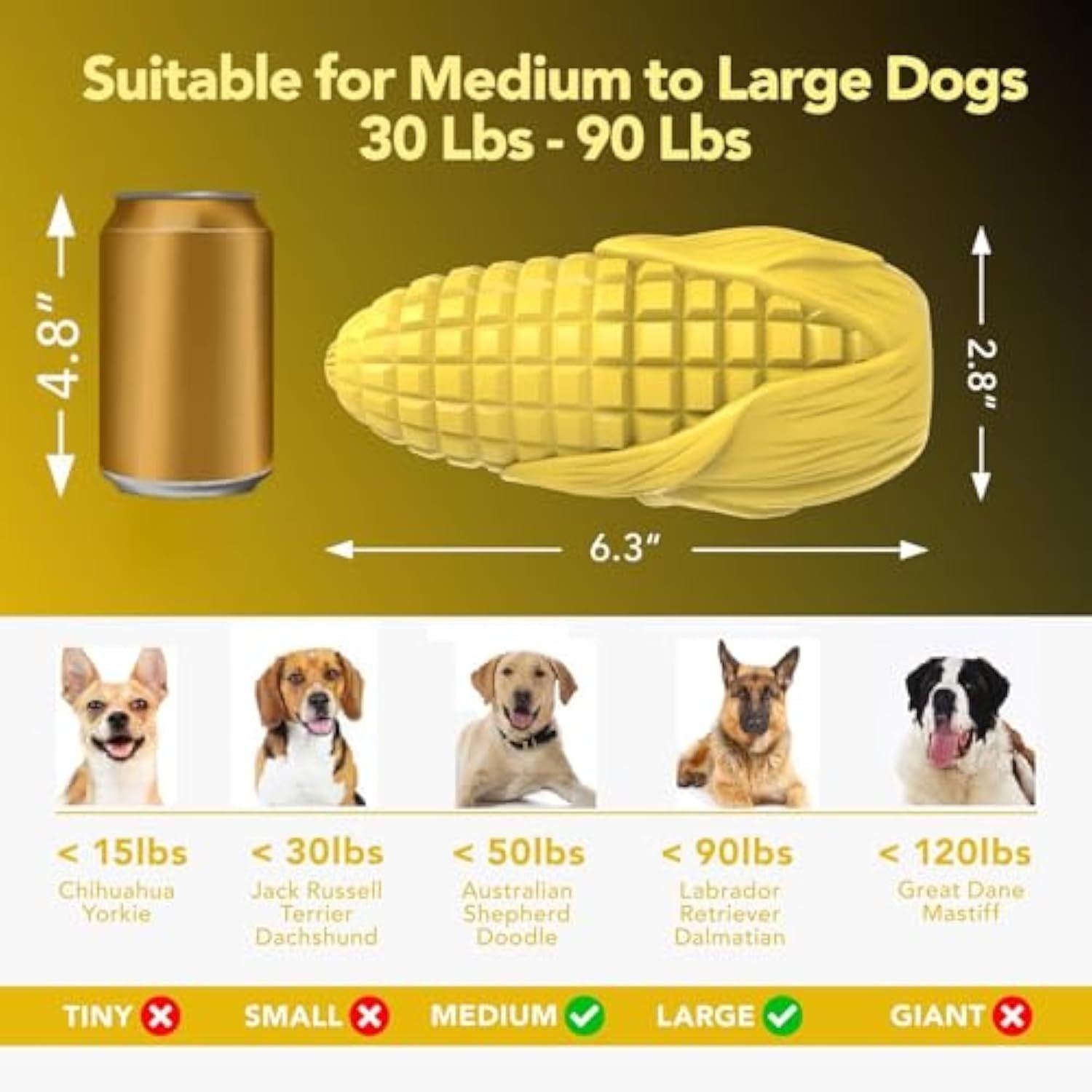 JMT-838538 Durable Chew Toy for Medium to Large Dogs – Interactive, Squeaky Corn Stick for Dental Health and Chewing Satisfaction
