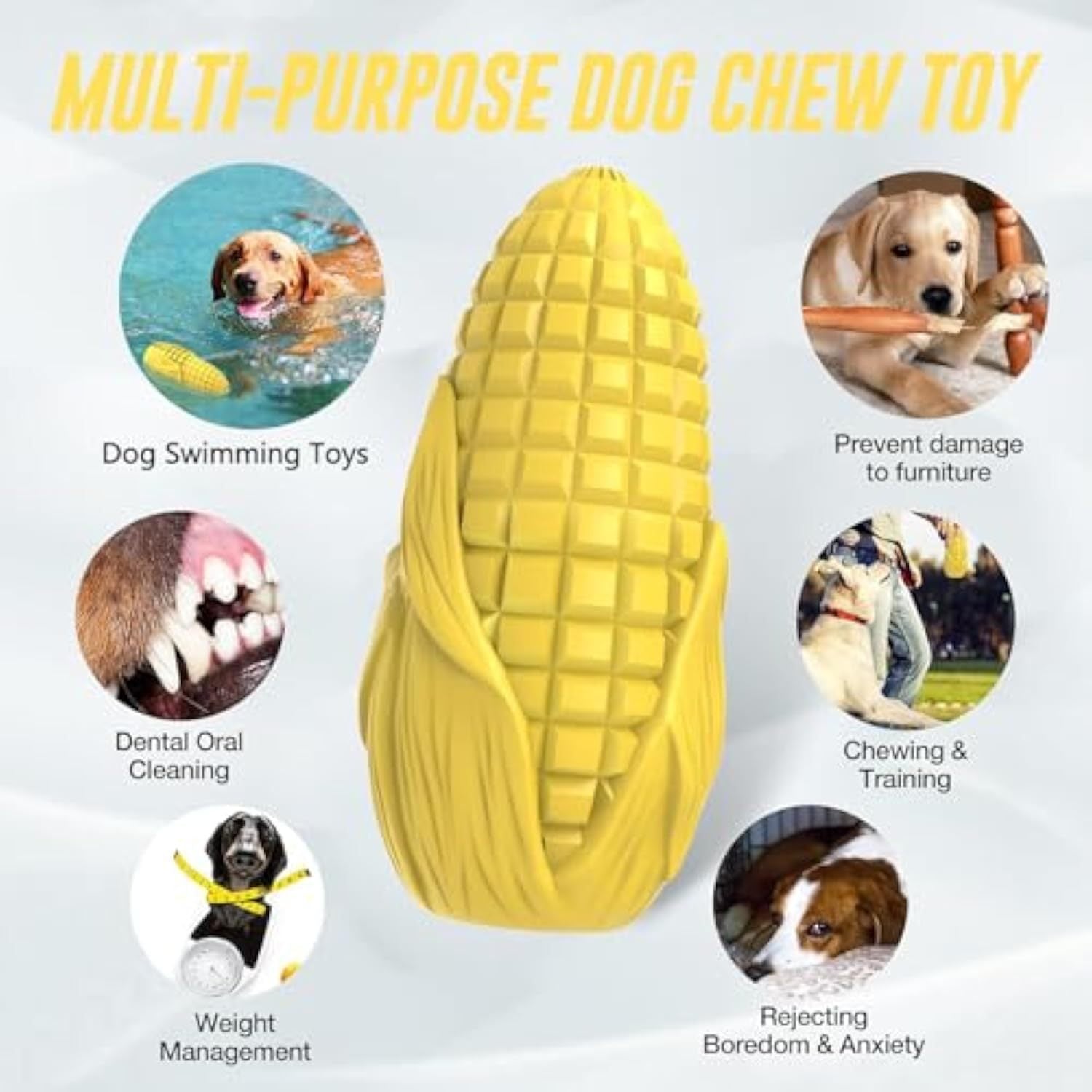 JMT-838538 Durable Chew Toy for Medium to Large Dogs – Interactive, Squeaky Corn Stick for Dental Health and Chewing Satisfaction