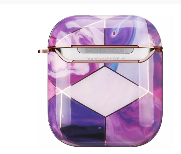 JMT-838538 Gold Electroplated Marble IMD PC Hard Case for AirPods Pro - Universal Protective Cover