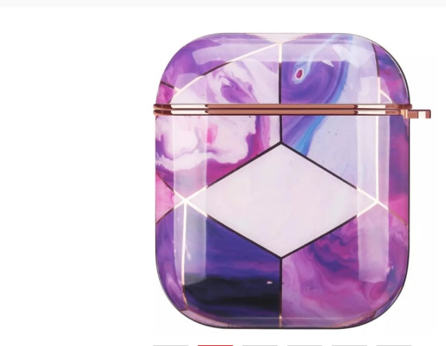 JMT-838538 Gold Electroplated Marble IMD PC Hard Case for AirPods Pro - Universal Protective Cover