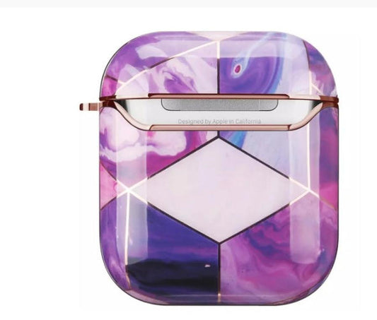 JMT-838538 Gold Electroplated Marble IMD PC Hard Case for AirPods Pro - Universal Protective Cover