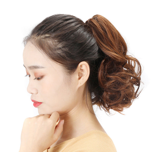JMT-839242 Short Curly Hair Claw Clip Ponytail with Realistic Pear Flower Design in Various Colors