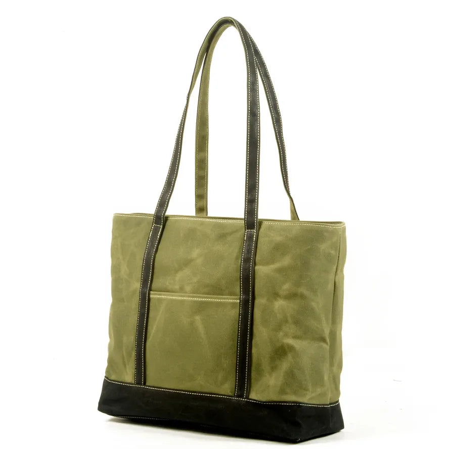 JMT-839242 Vintage Waxed Canvas and Leather Shoulder Bag - Eco-Friendly, Waterproof and Stylish Travel Tote