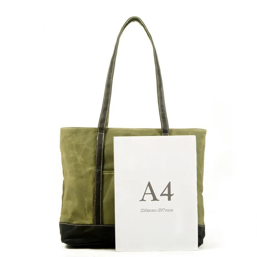 JMT-839242 Vintage Waxed Canvas and Leather Shoulder Bag - Eco-Friendly, Waterproof and Stylish Travel Tote