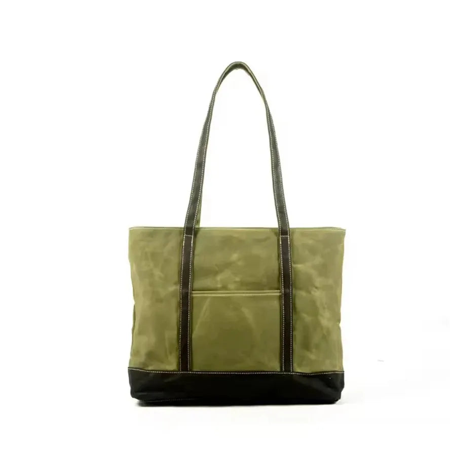 JMT-839242 Vintage Waxed Canvas and Leather Shoulder Bag - Eco-Friendly, Waterproof and Stylish Travel Tote