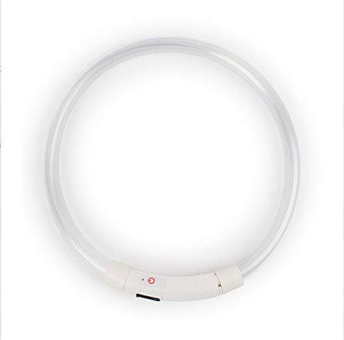 JMT-839370 LED Luminous Silicone Pet Collar with USB Charging - Adjustable 50cm, Multiple Bright Light Modes Available