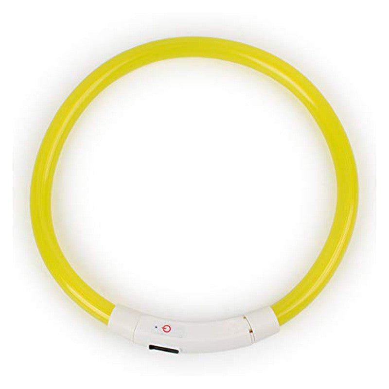 JMT-839370 LED Luminous Silicone Pet Collar with USB Charging - Adjustable 50cm, Multiple Bright Light Modes Available