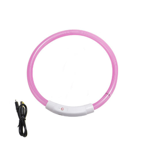 JMT-839370 LED Luminous Silicone Pet Collar with USB Charging - Adjustable 50cm, Multiple Bright Light Modes Available