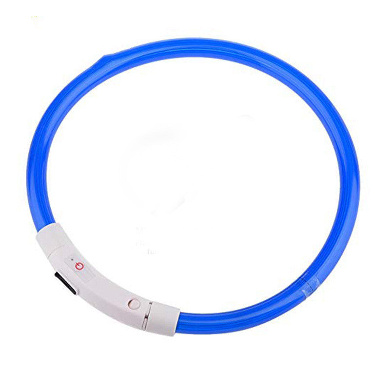 JMT-839370 LED Luminous Silicone Pet Collar with USB Charging - Adjustable 50cm, Multiple Bright Light Modes Available