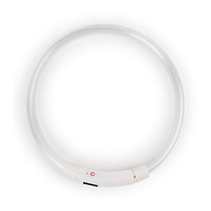 JMT-839370 LED Luminous Silicone Pet Collar with USB Charging - Adjustable 50cm, Multiple Bright Light Modes Available