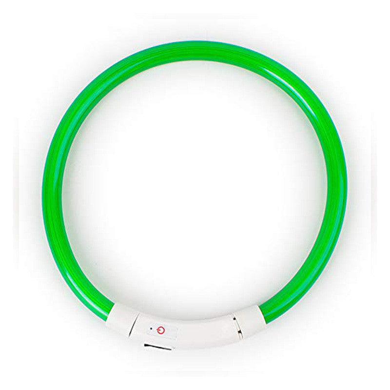 JMT-839370 LED Luminous Silicone Pet Collar with USB Charging - Adjustable 50cm, Multiple Bright Light Modes Available