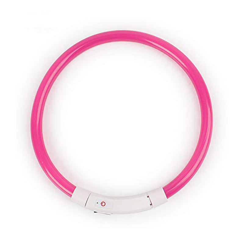 JMT-839370 LED Luminous Silicone Pet Collar with USB Charging - Adjustable 50cm, Multiple Bright Light Modes Available