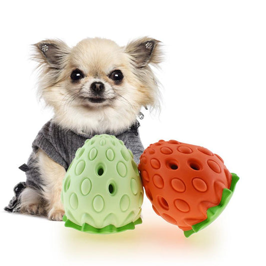 JMT-839690 Durable Rubber Strawberry Dog Ball Toy for All Breeds