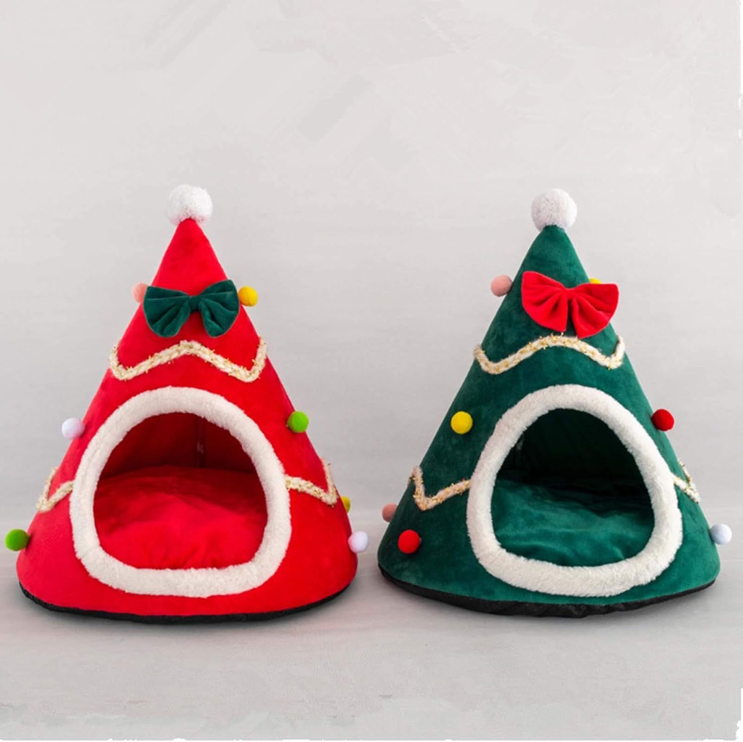 JMT-840010 Cozy Christmas Tree Dog House with Removable Cushion - Pet Tent for Dogs and Cats