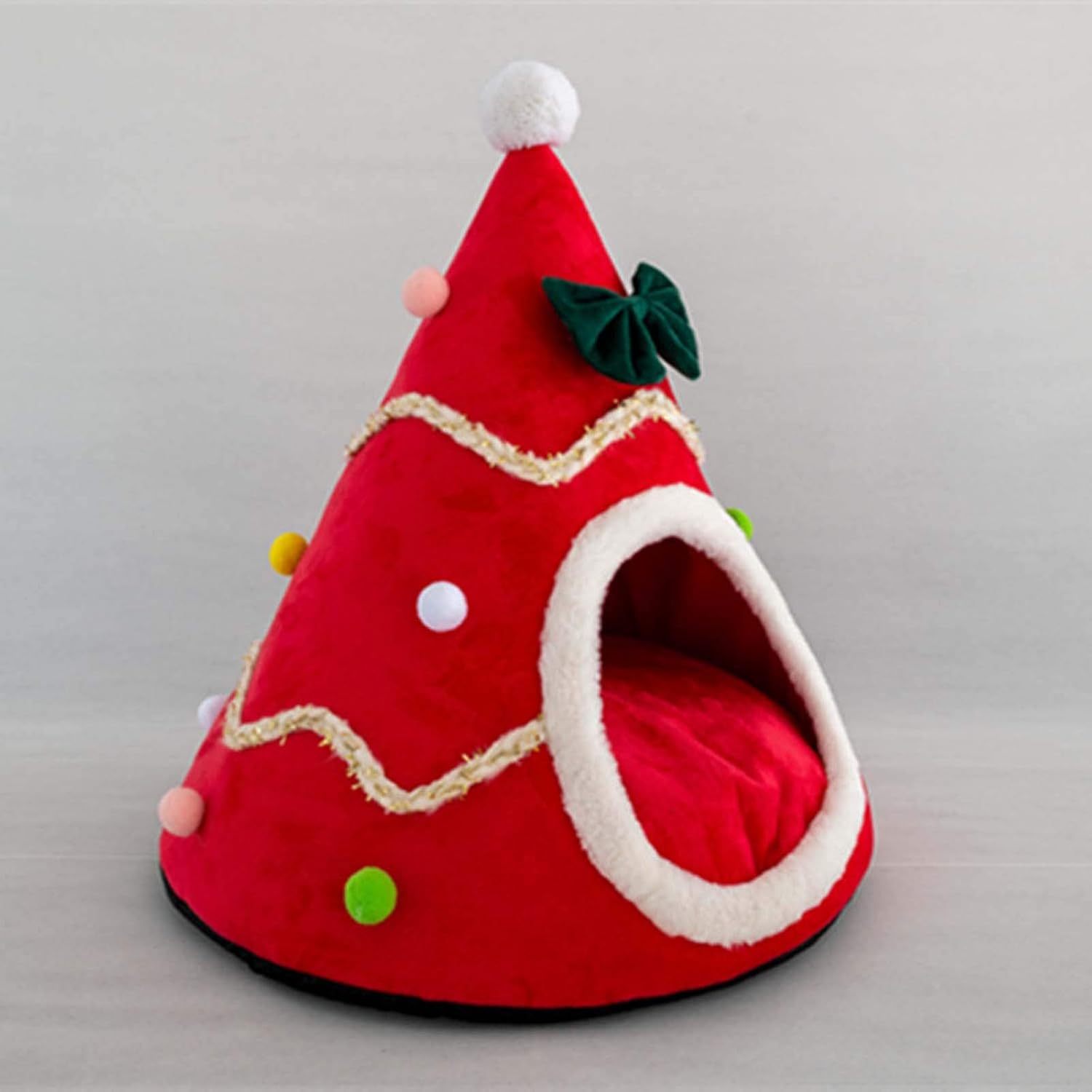 JMT-840010 Cozy Christmas Tree Dog House with Removable Cushion - Pet Tent for Dogs and Cats