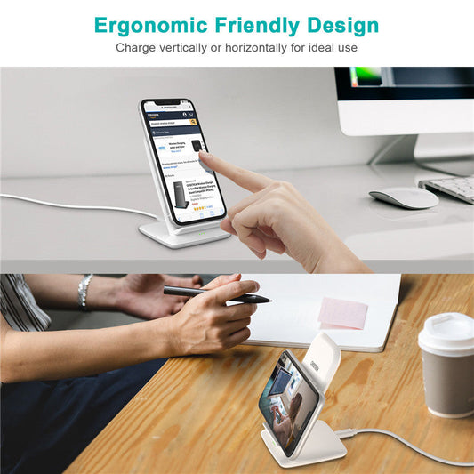 JMT-840394 Versatile Wireless Charger for Android Mobile Phones - Black, Horizontal & Vertical Design