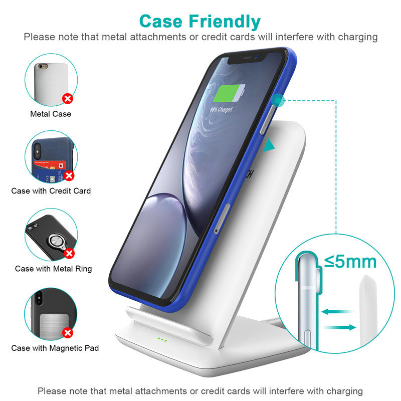 JMT-840394 Versatile Wireless Charger for Android Mobile Phones - Black, Horizontal & Vertical Design