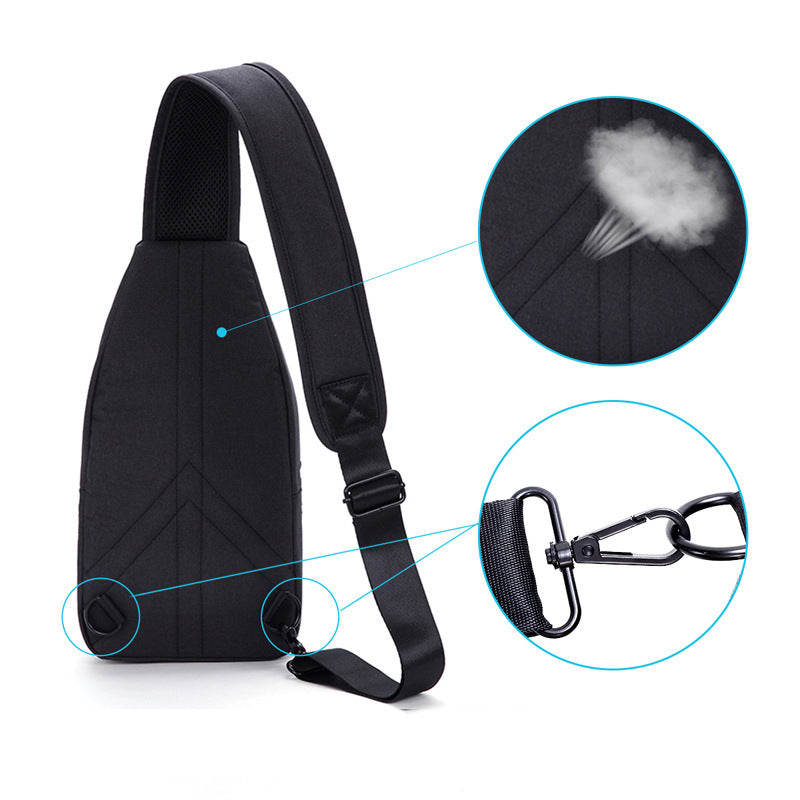 JMT-841034 Men's Outdoor Chest Bag for Leisure Sports, Compatible with iPad, Lightweight Polyester Fabric