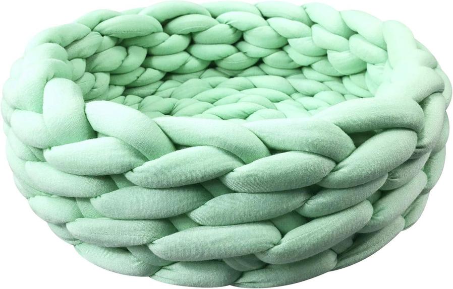 JMT-841162 Soft Cotton Knitted Round Pet Bed - Woven Basket Design for Cats and Small Dogs, Multi-Function, Machine Washable