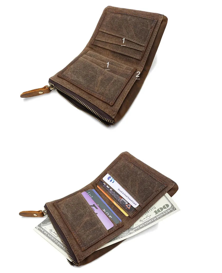 JMT-841226 Handmade Waterproof Canvas Wallet for Men - Retro Clutch Purse
