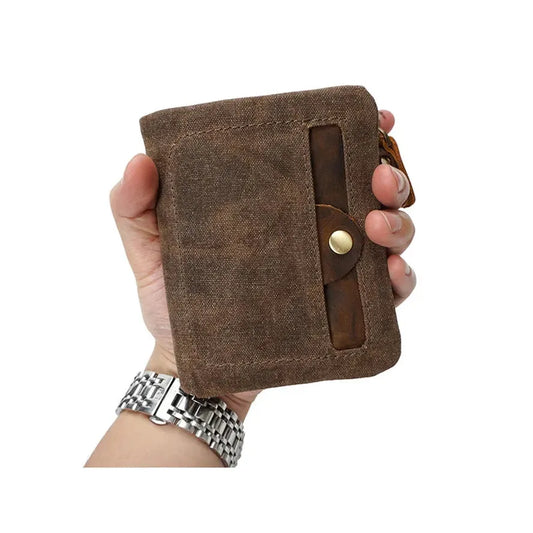 JMT-841226 Handmade Waterproof Canvas Wallet for Men - Retro Clutch Purse