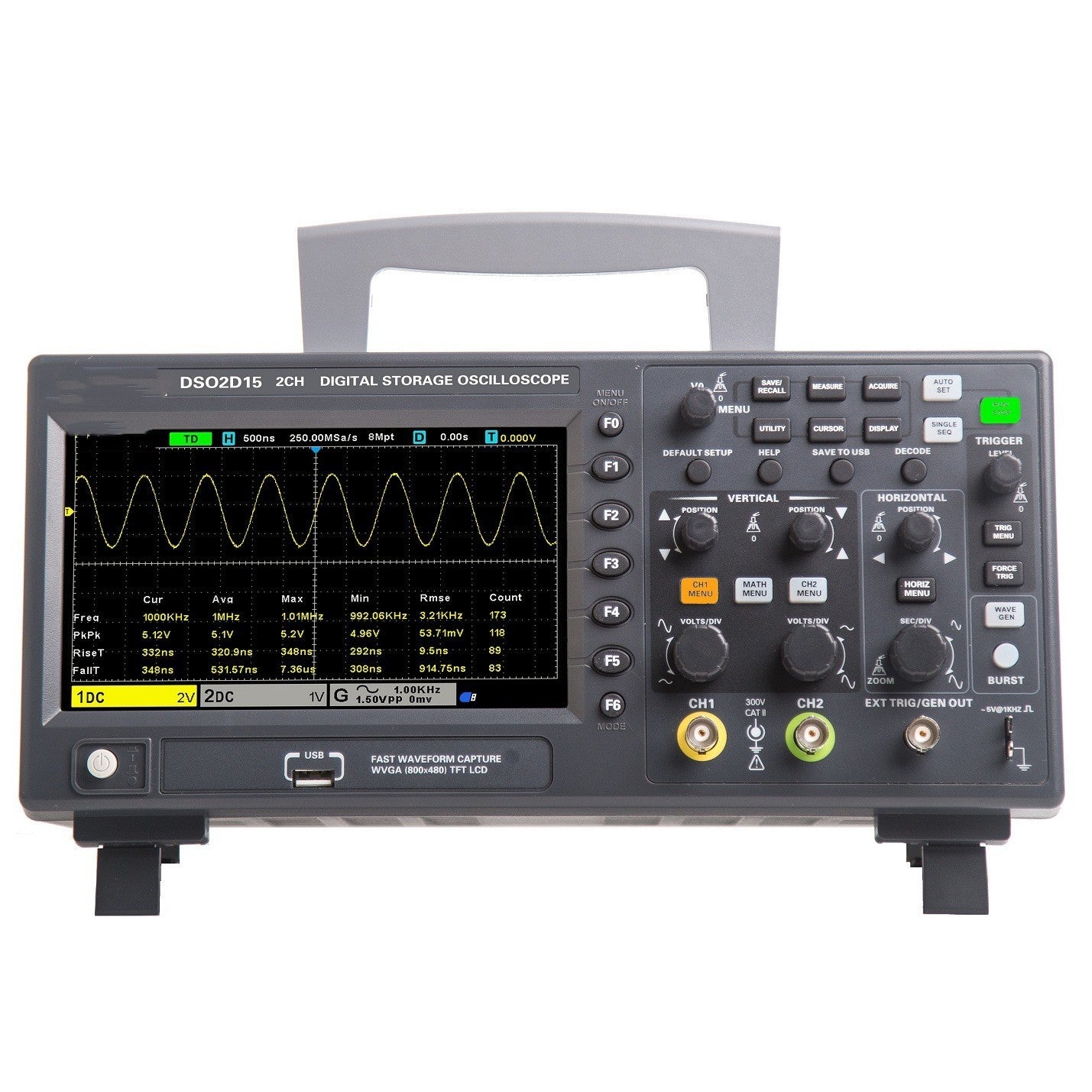 JMT-841354 Digital Storage Oscilloscope DSO2D10 with Built-in Signal Generator for Accurate Waveform Analysis