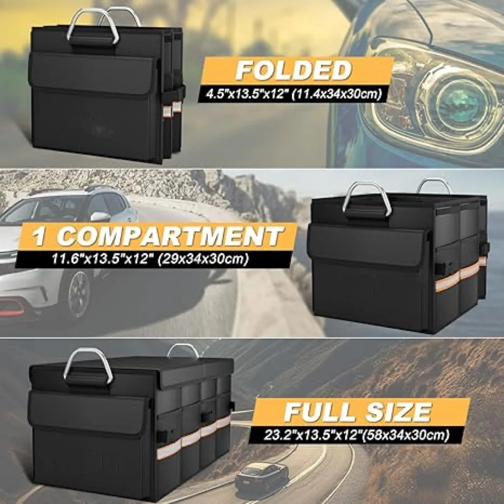 JMT-841482 Foldable Multi-Compartment Car Trunk Organiser for Efficient Storage Solutions