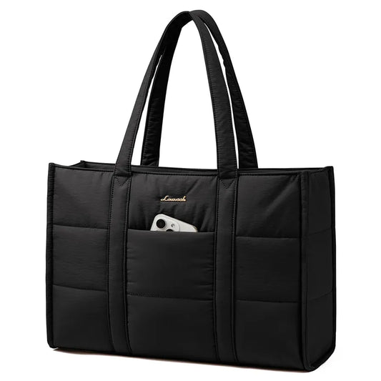 JMT-841674 Quilted Puffer Tote Bag for Laptop Up to 17 inches - Lightweight Professional Briefcase for Women
