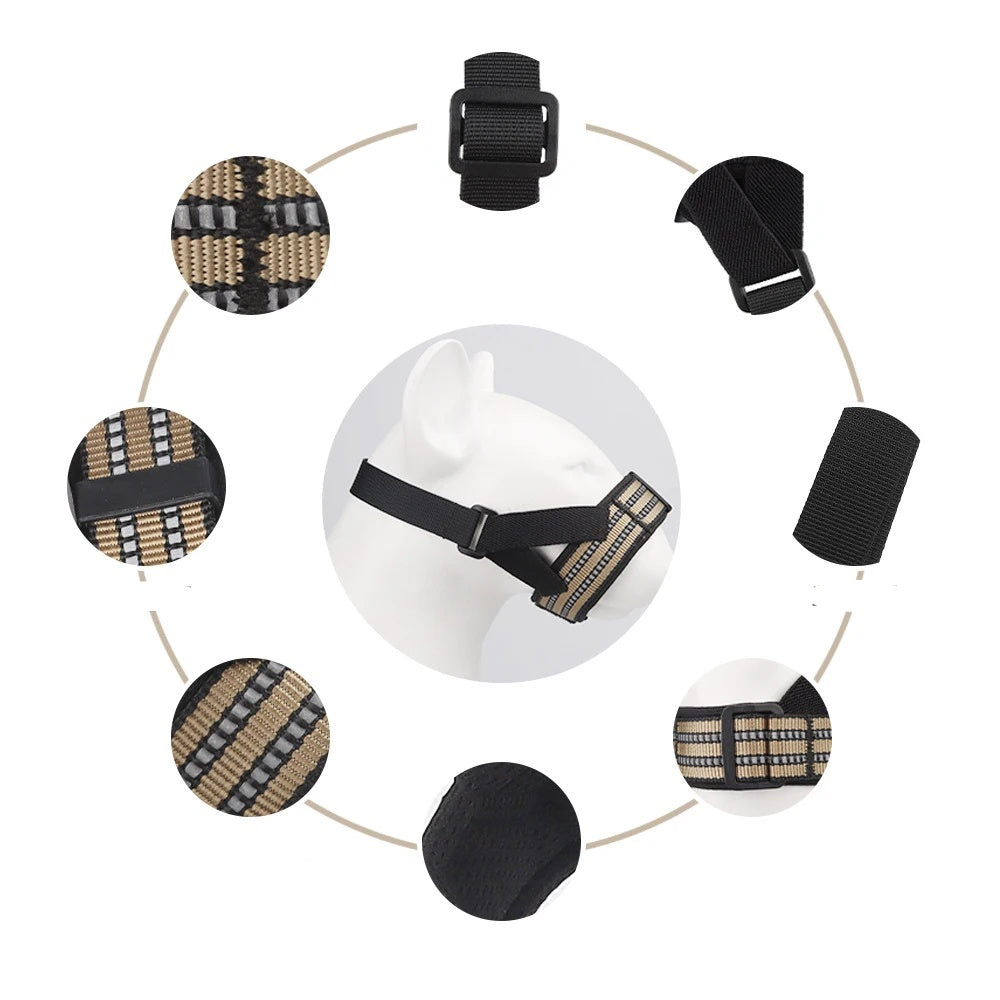 JMT-842186 Reflective Adjustable Muzzle for Medium to Large Dogs - Ideal for Siberian Huskies and Golden Retrievers