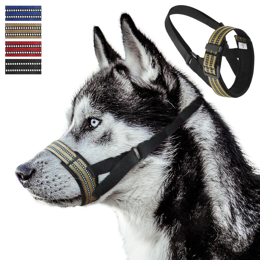 JMT-842186 Reflective Adjustable Muzzle for Medium to Large Dogs - Ideal for Siberian Huskies and Golden Retrievers