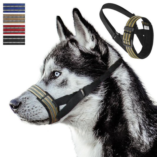 JMT-842186 Reflective Adjustable Muzzle for Medium to Large Dogs - Ideal for Siberian Huskies and Golden Retrievers