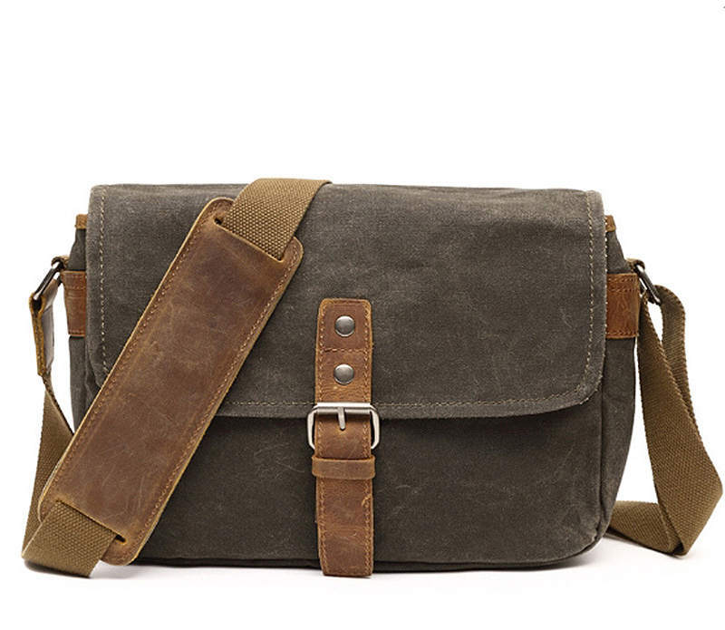 JMT-842186 Retro Canvas Single Shoulder Messenger Bag for Men - Versatile Chest Bag with Multiple Compartments and Cotton Lining
