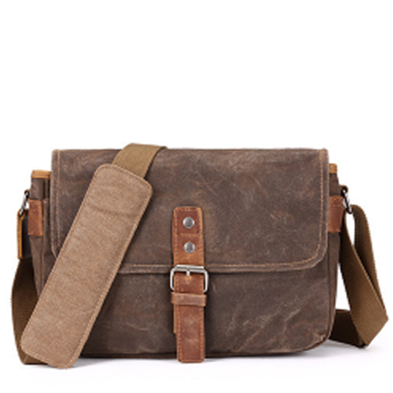 JMT-842186 Retro Canvas Single Shoulder Messenger Bag for Men - Versatile Chest Bag with Multiple Compartments and Cotton Lining