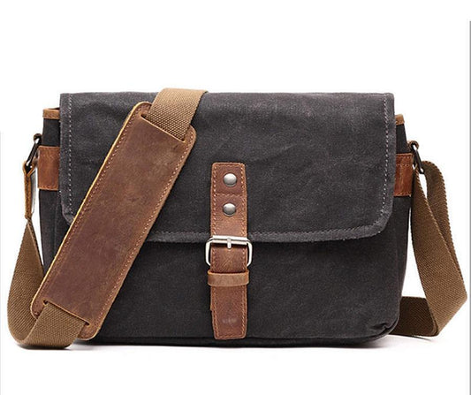 JMT-842186 Retro Canvas Single Shoulder Messenger Bag for Men - Versatile Chest Bag with Multiple Compartments and Cotton Lining