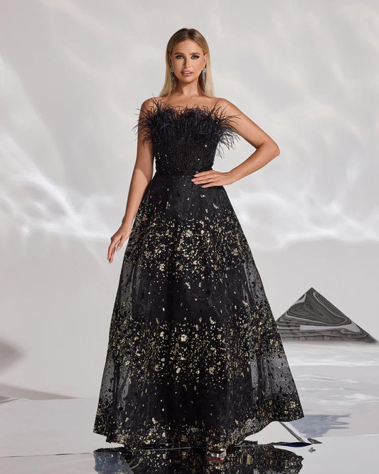 JMT-842250 Sophisticated Black Evening Dress for Women - SH0041 Design