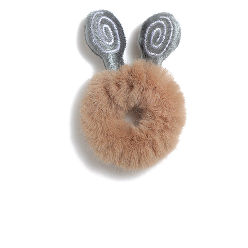 JMT-842378 Plush Tie-Up Antlers Hair Ring with Cartoon Rabbit Ears for Women and Girls