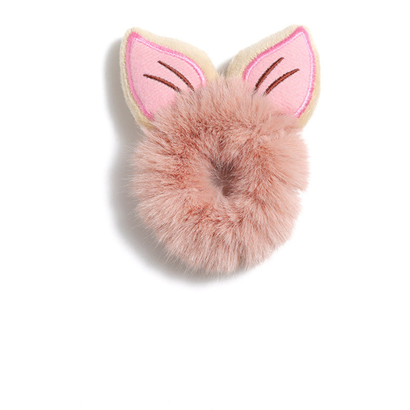JMT-842378 Plush Tie-Up Antlers Hair Ring with Cartoon Rabbit Ears for Women and Girls