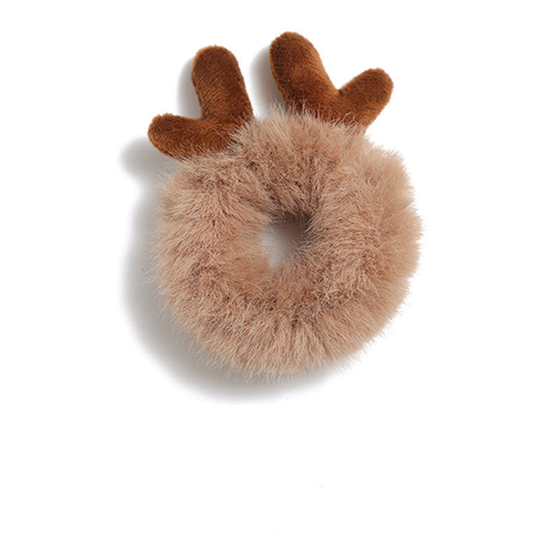 JMT-842378 Plush Tie-Up Antlers Hair Ring with Cartoon Rabbit Ears for Women and Girls