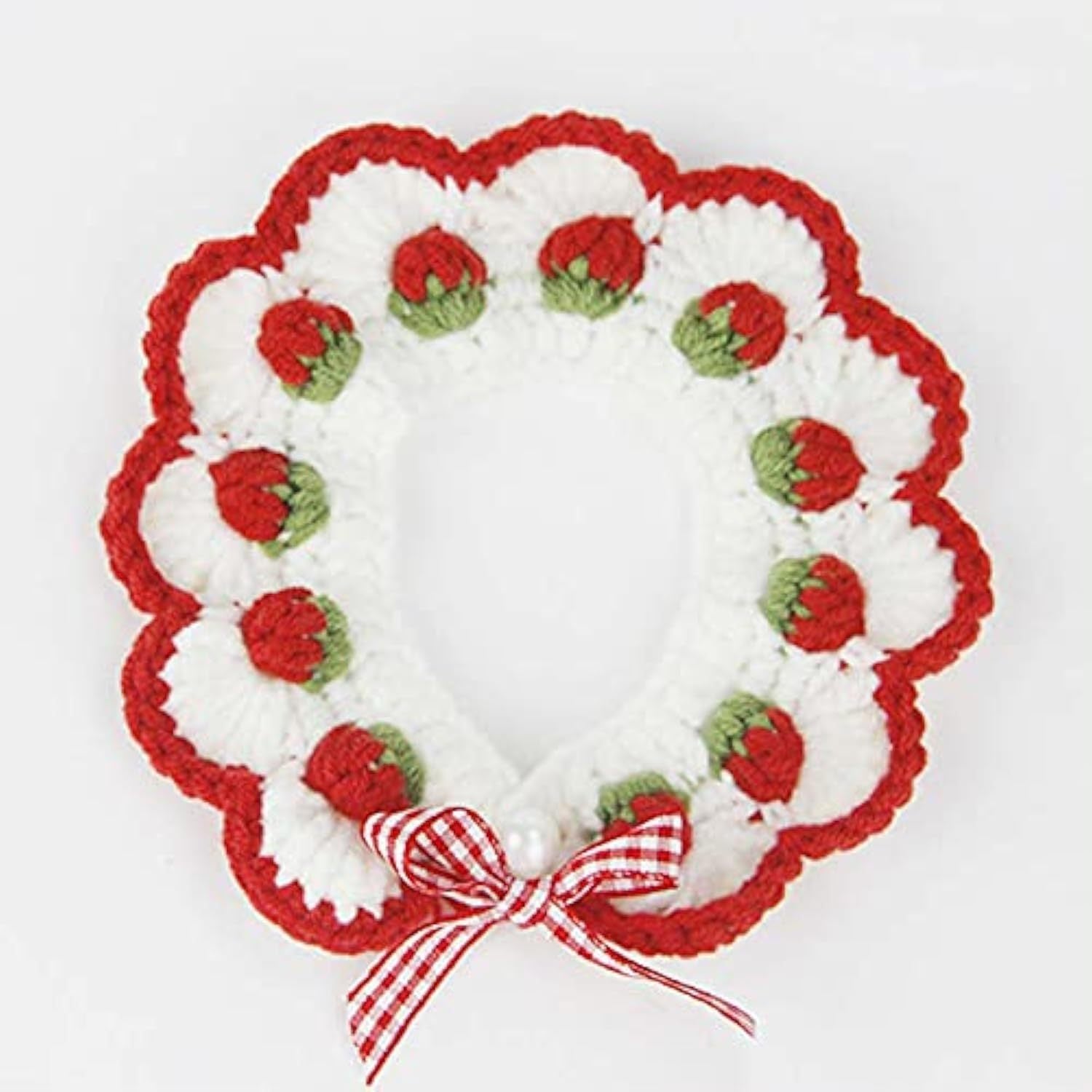 JMT-842506 Strawberry Print Cat Collar with Breakaway Buckle and Bow Tie for Kittens and Small Dogs