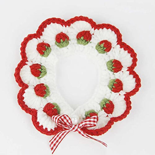 JMT-842506 Strawberry Print Cat Collar with Breakaway Buckle and Bow Tie for Kittens and Small Dogs