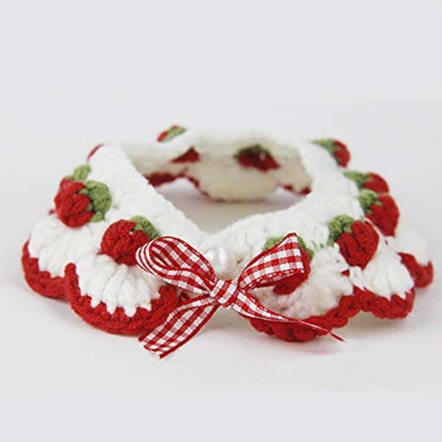 JMT-842506 Strawberry Print Cat Collar with Breakaway Buckle and Bow Tie for Kittens and Small Dogs