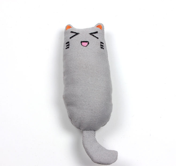 JMT-842826 Cute Facial Expression Cat Toy with Catnip - Molar Teeth Plush, Scratch-Resistant Canvas Pet Toy in Various Colors