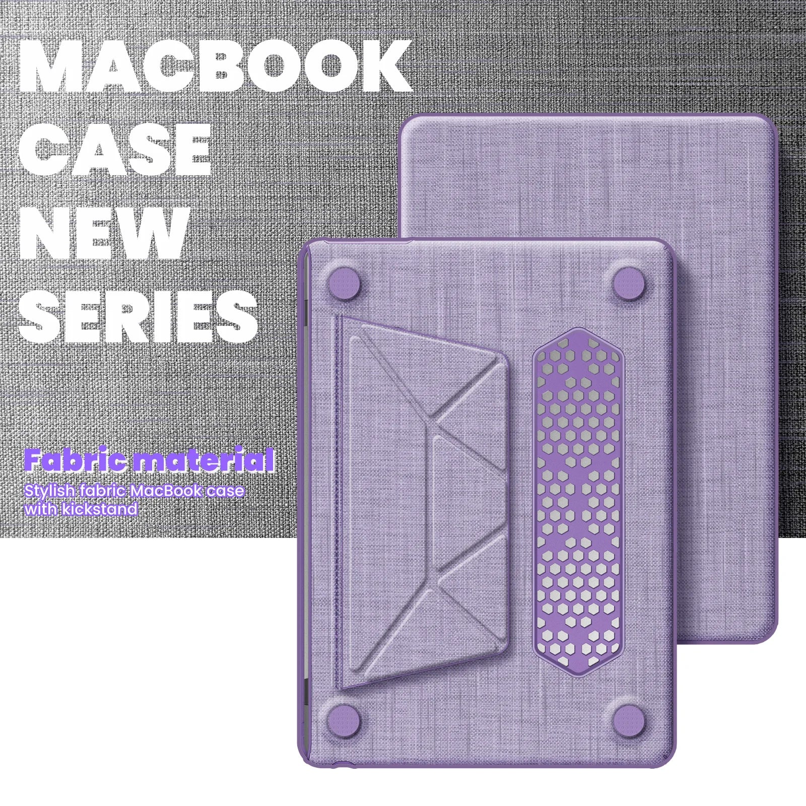 JMT-842826 Purple Fabric Laptop Protective Case for MacBook Air 13.6-inch (M2 A2681 / M3 A3113)
