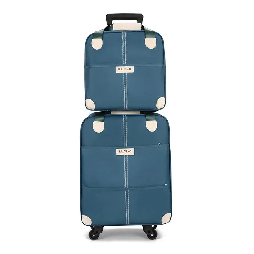 JMT-842954 Lightweight Expandable Softshell Suitcase and Handbag Set with Spinner Wheels